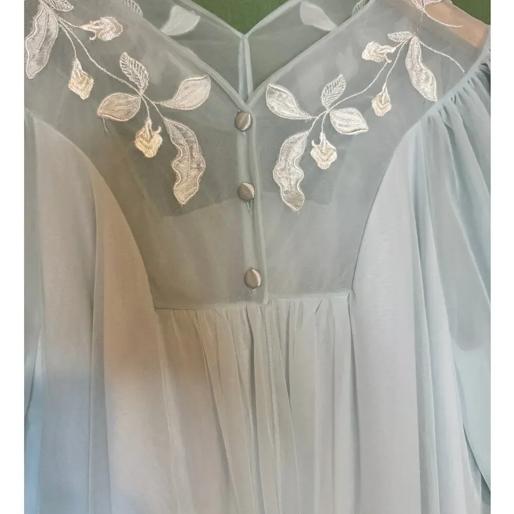 Vintage Formfit Rogers Baby Blue Sheer Chiffon Peignoir Robe